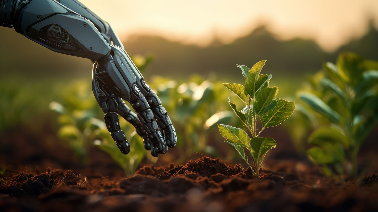 robot-arm-planting-tree-green-field